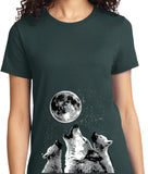 Ladies Wolves T-shirt Howling at the Moon - Yoga Clothing for You