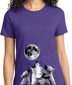 Ladies Wolves T-shirt Howling at the Moon - Yoga Clothing for You