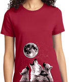 Ladies Wolves T-shirt Howling at the Moon - Yoga Clothing for You