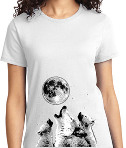 Ladies Wolves T-shirt Howling at the Moon - Yoga Clothing for You