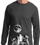 Wolves T-shirt Howling at the Moon Long Sleeve - Yoga Clothing for You