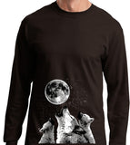 Wolves T-shirt Howling at the Moon Long Sleeve - Yoga Clothing for You