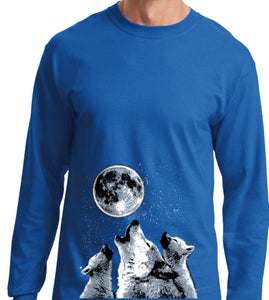 Wolves T-shirt Howling at the Moon Long Sleeve - Yoga Clothing for You