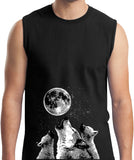 Wolves T-shirt Howling at the Moon Muscle Tee - Yoga Clothing for You