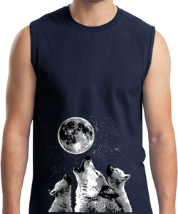 Wolves T-shirt Howling at the Moon Muscle Tee - Yoga Clothing for You