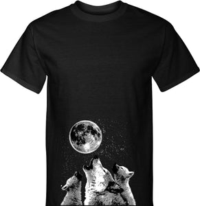 Wolves Tall T-shirt Howling at the Moon - Yoga Clothing for You