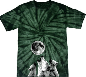 Wolves T-shirt Howling at the Moon Spider Tie Dye Tee - Yoga Clothing for You