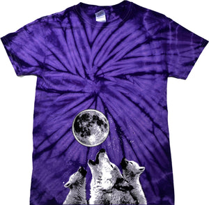 Wolves T-shirt Howling at the Moon Spider Tie Dye Tee - Yoga Clothing for You