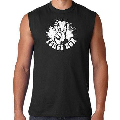 Mens Peace Now Sleeveless Muscle Tee Shirt - Yoga Clothing for You - 1