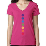 Ladies "Glowing Chakras" Lightweight V-neck Tee - Yoga Clothing for You