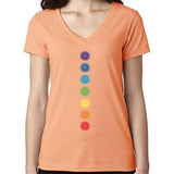 Ladies "Glowing Chakras" Lightweight V-neck Tee - Yoga Clothing for You