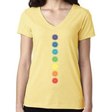 Ladies "Glowing Chakras" Lightweight V-neck Tee - Yoga Clothing for You