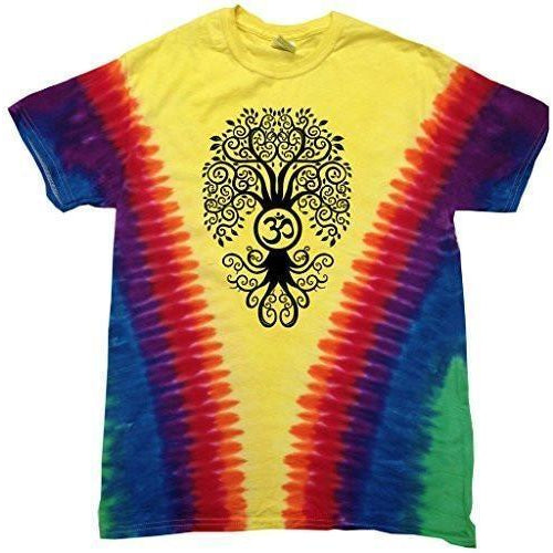 Mens Black Bodhi Tree V-dye Tee Shirt - Yoga Clothing for You