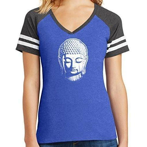 Ladies V-neck Yoga Top - Little Buddha Head - Yoga Clothing for You