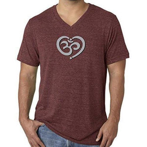 Mens Om Heart Lightweight V-neck Tee Shirt - Yoga Clothing for You - 6
