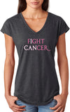 Ladies Breast Cancer T-shirt I Can Fight Cancer Triblend V-Neck - Yoga Clothing for You