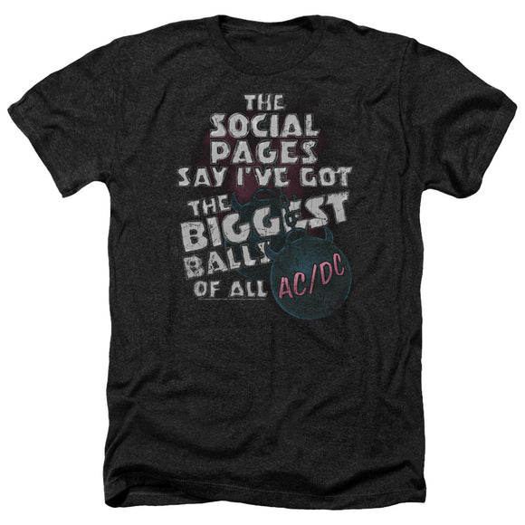 AC/DC Big Balls Song Lyrics Black Heather T-shirt - Yoga Clothing for You