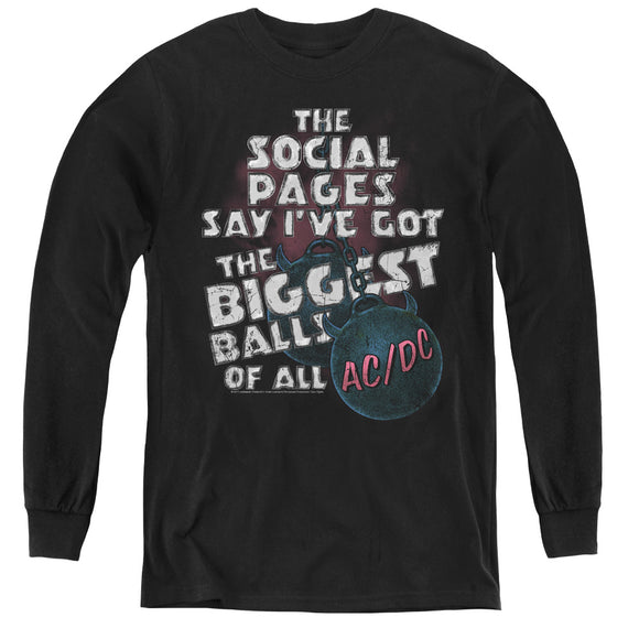 Kids AC/DC T-Shirt Big Balls Song Lyrics Youth Long Sleeve Shirt - Yoga Clothing for You