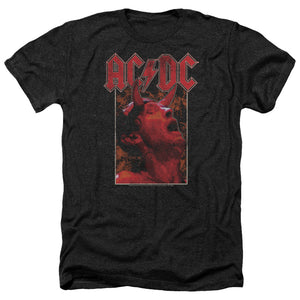 AC/DC Distressed Angus Young Devil Horns Photo Black Heather T-shirt - Yoga Clothing for You
