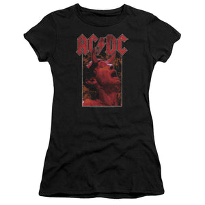 AC/DC Distressed Angus Young Devil Horns Photo Juniors Shirt - Yoga Clothing for You