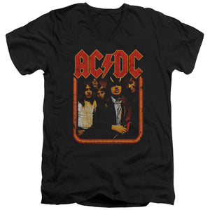 AC/DC Distressed Group Photo Black V-neck Shirt - Yoga Clothing for You