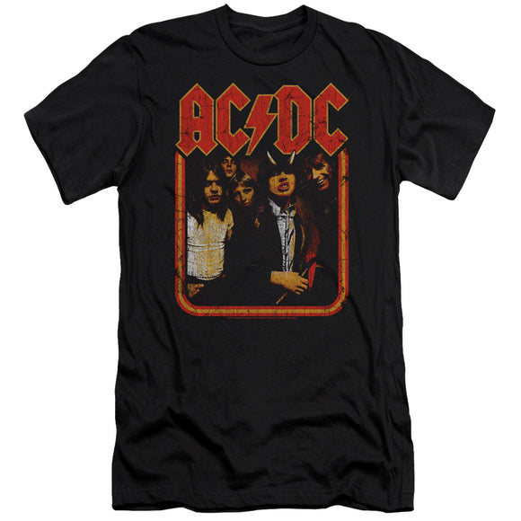 AC/DC Distressed Group Photo Black Slim Fit T-shirt - Yoga Clothing for You