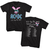 AC/DC Fly On The Wall European Tour 1986 Front and Back Black T-shirt - Yoga Clothing for You