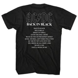 AC/DC Tall T-Shirt Back in Black Album Top Songs Tee - Yoga Clothing for You