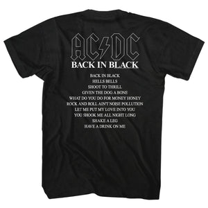 AC/DC T-Shirt Back in Black Album Top Songs Tee - Yoga Clothing for You