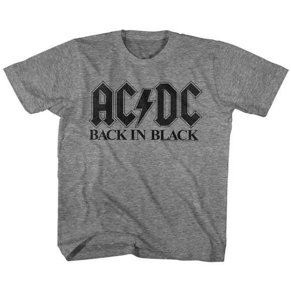 AC/DC Kids T-Shirt Back in Black Font Heather Tee - Yoga Clothing for You