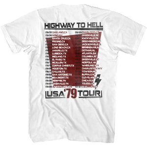 AC/DC T-Shirt Highway to Hell USA Tour '79 White Tall T-shirt - Yoga Clothing for You