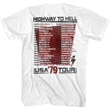 AC/DC T-Shirt Highway to Hell USA Tour '79 White Tee - Yoga Clothing for You