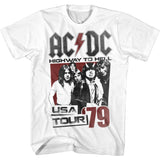 AC/DC T-Shirt Highway to Hell USA Tour '79 White Tee - Yoga Clothing for You