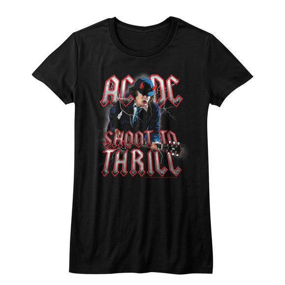 AC/DC Juniors T-Shirt Shoot to Thrill Song Black Tee - Yoga Clothing for You