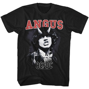 AC/DC Angus Young Devil Horns Black Tall T-shirt - Yoga Clothing for You