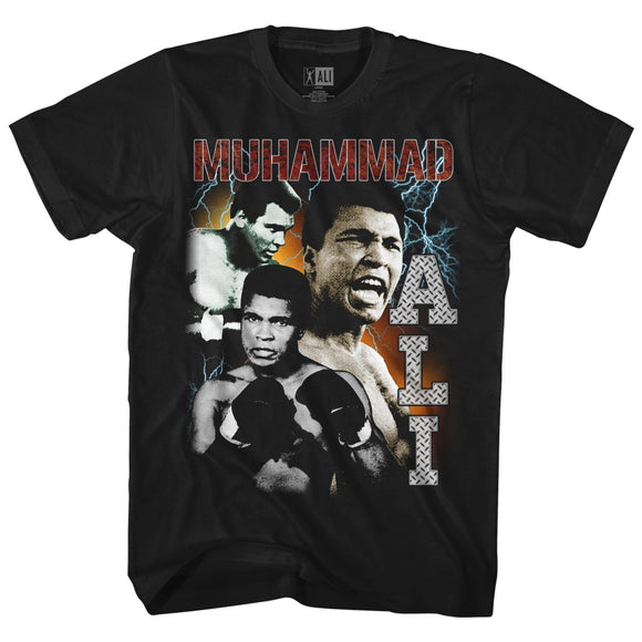 Muhammad Ali T-Shirt Multiple Poses Lightning Black Tee - Yoga Clothing for You