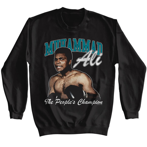 Muhammad Ali Peoples Champion Serious Pose Black Sweatshirt