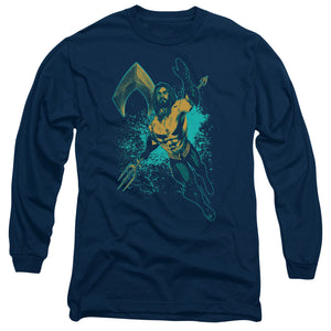 Aquaman Movie Long Sleeve T-Shirt Splash Navy Tee - Yoga Clothing for You