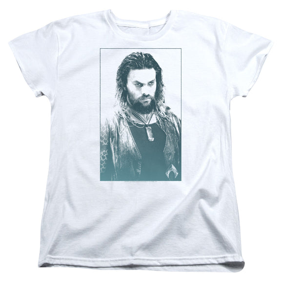 Aquaman Movie Womens T-Shirt Jason Momoa Stare White Tee - Yoga Clothing for You