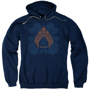 Aquaman Movie Hoodie Paisley Logo Navy Hoody - Yoga Clothing for You