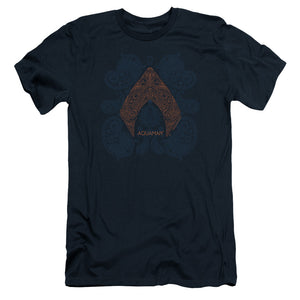 Aquaman Movie Slim Fit T-Shirt Paisley Logo Navy Tee - Yoga Clothing for You