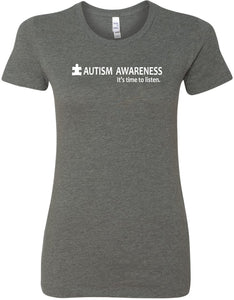 Autism Awareness Time to Listen Ladies Longer Length Shirt - Yoga Clothing for You