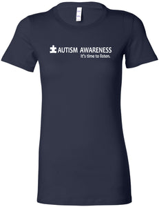 Autism Awareness Time to Listen Ladies Longer Length Shirt - Yoga Clothing for You