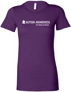 Autism Awareness Time to Listen Ladies Longer Length Shirt - Yoga Clothing for You