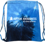 Autism Awareness Time to Listen Tie Dye Drawstring Bag - Yoga Clothing for You