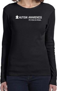 Autism Awareness Time to Listen Ladies Long Sleeve Shirt - Yoga Clothing for You