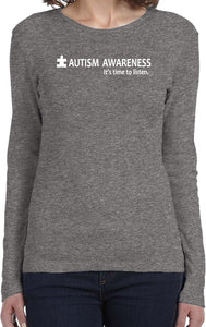 Autism Awareness Time to Listen Ladies Long Sleeve Shirt - Yoga Clothing for You