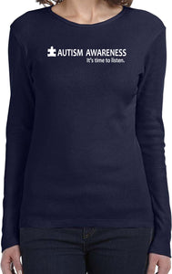 Autism Awareness Time to Listen Ladies Long Sleeve Shirt - Yoga Clothing for You