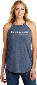 Autism Awareness Time to Listen Ladies Tri Rocker Tank Top - Yoga Clothing for You