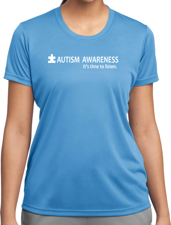 Autism Awareness Time to Listen Ladies Moisture Wicking Shirt - Yoga Clothing for You